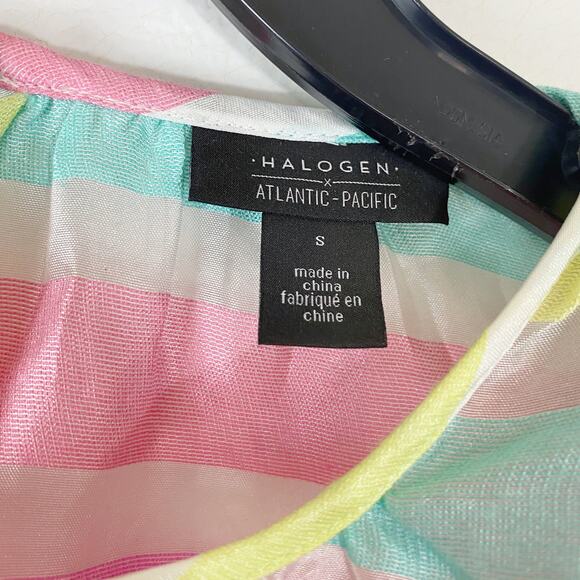NWOT Halogen X Atlantic-Pacific Stripe Tiered Organza Dress - M - Picture 9 of 9